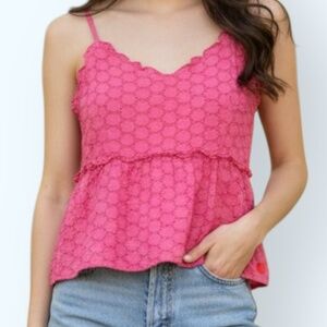 💗 Sim & Sam Peplum Barbie Pink Spaghetti Tank XL